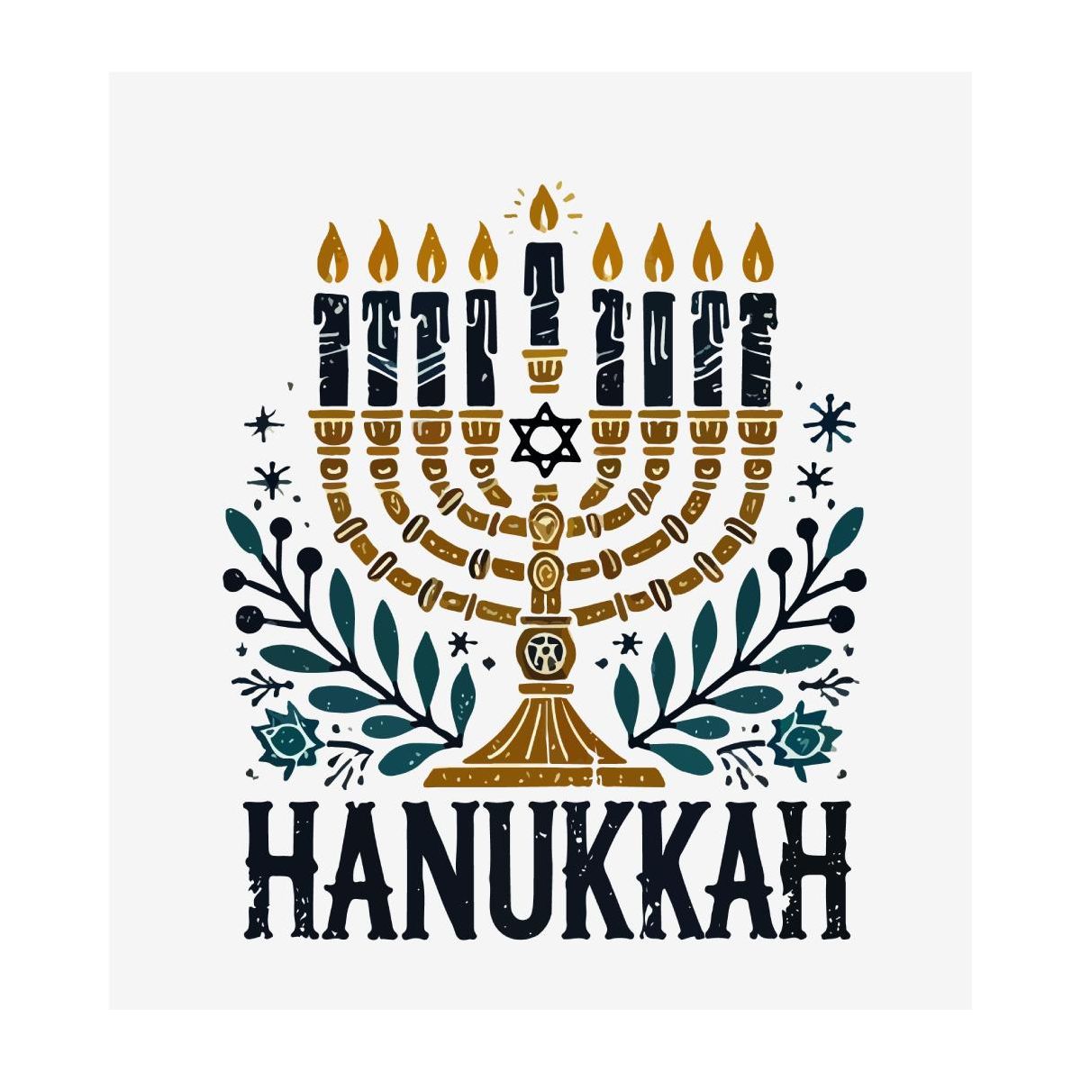 Hanukkah Menorah Adult Crew Neck Long Sleeve Shirt - thumbnail 2