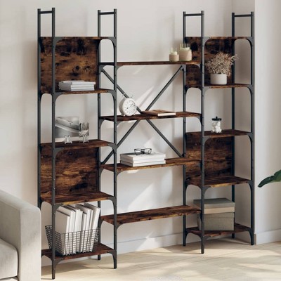 vidaXL Bookshelf Smoked Oak 61.2 in.x9.4 in.x65.6 in. Engineered Wood