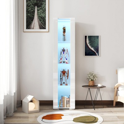 SKRAN Side Cabinet with Aluminum Strip Lamp, Large Storage Space,  Particle Board