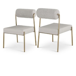 Meridian Furniture,Carly Taupe Vegan Leather Seat / Boucle Fabric Back Dining Chair, Set of 2 - 1 of 4