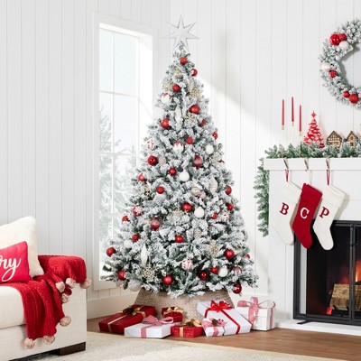 Winter Wonderland Pine Christmas Tree with Snow Flocking and Lights