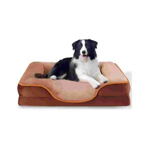 LAOTIES Orthopedic Dog Bed For Large Dog,Brown Egg Crate Foam Sofa With Washable Cover Joint Support - 1 of 4