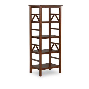 54" Media Center Audio Tower Cabinet Bookcase with 4 Extra Deep 16" Shelves Tobacco - Linon