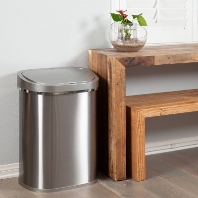 21-Gallon Silver Stainless Steel Touchless Motion Sensor Trash Can