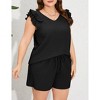 Women's Plus Size Pajama Set Lounge Set Short Sleeve Tops Loungewear Top and Shorts - 3 of 4