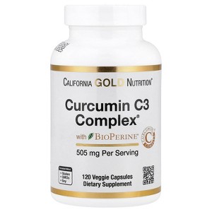 Curcumin C3 Complex from Turmeric Root with Bioperine Black Pepper Extract for High Absorption, 95% Curcuminoids, 500 mg, 120 Veggie Capsules, 3rd - 1 of 4
