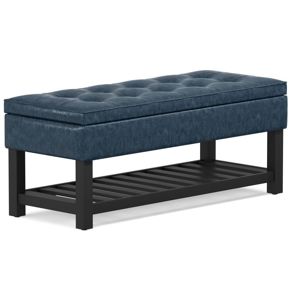 44" Essex Storage Ottoman Benches with Open Bottom Denim Blue - WyndenHall