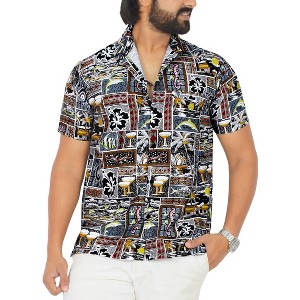 LA LEELA Mens Hawaiian Short Sleeve Button Down Shirt Men's Casual Shirts Vacation Tropical Beach Summer Party Shirts for Men Funny - 1 of 4