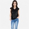 Anna-Kaci Women's Sequin V-Neck Top with Cap Sleeves and Relaxed Fit - 4 of 4