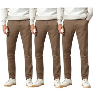 Men Solid Color Loose Fit Casual Pants With Pockets with 2 Pack For Daily Wear Straight Leg Long Dress Plain Going Out - 1 of 3