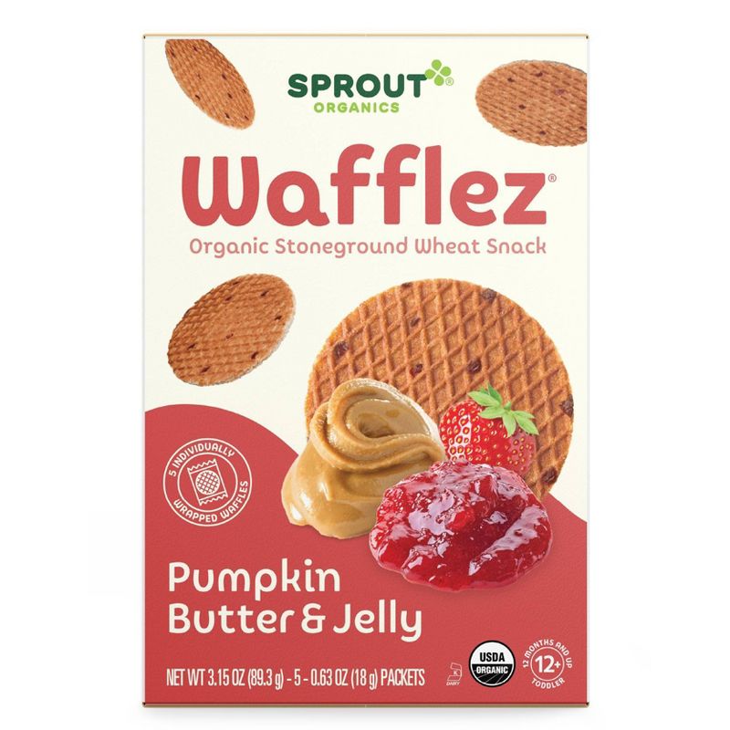 Sprout Foods Organic Pumpkin Butter &#38; Jelly Wafflez Toddler Snacks - 3.15oz, 1 of 6