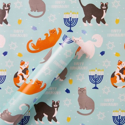 75 sq ft Hanukkah Wrap Cat Print