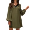 Anna-Kaci Women's Long Sleeve Mini Shift Dress with V-Neckline and Lace Trim Detail - 4 of 4