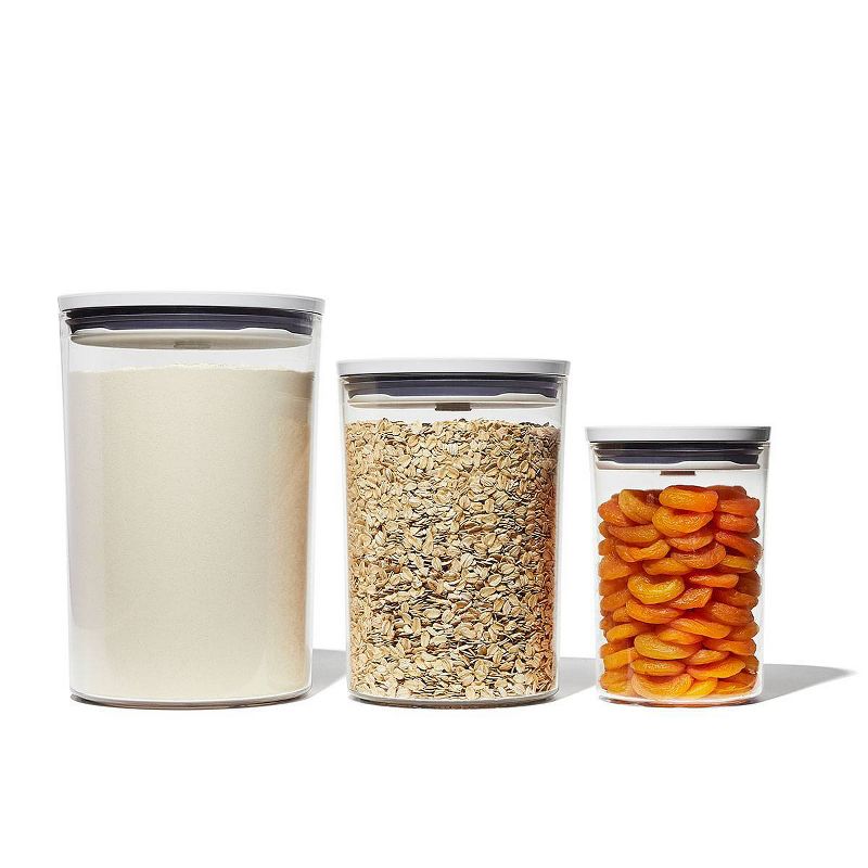 OXO POP 3pc Plastic Airtight Round Canister Food Storage Container Set White, 4 of 7