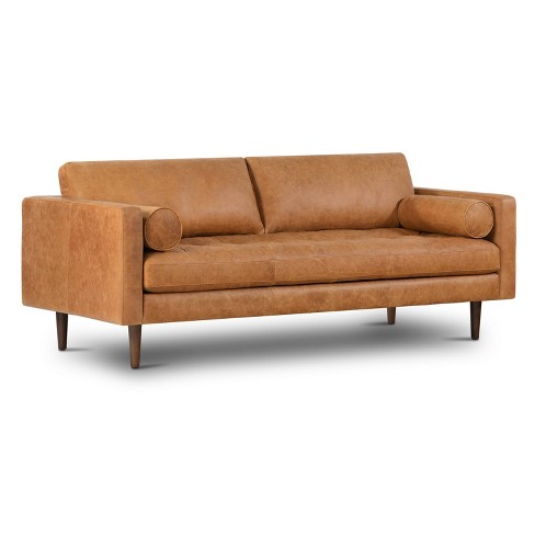 Tan mid deals century modern sofa