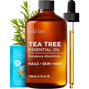 Gya Labs Tea Tree Essential Oil - 4 Fl Oz - for Diffuser, Massage, Hair, Skin, Aromatherapy, Soap & Candle Making Scents - 1 of 4