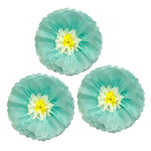 Wrapables Set of 3 Tissue Flower Pom Poms Party Decorations for Weddings, Birthday Parties Baby Showers and Nursery Decor - 1 of 4