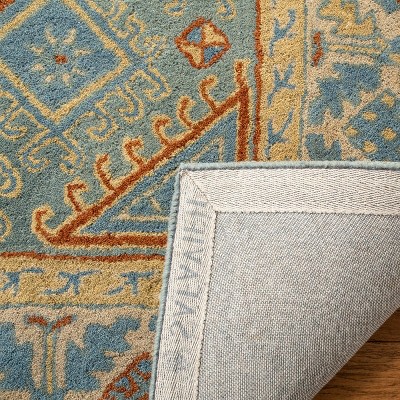 Handmade Blue and Beige Wool Tufted 6' x 9' Area Rug