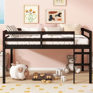 FONTOI Twin Size Low Loft Bed,Kids Loft Bed with Ladder, Solid Wood Low Loft Bed Twin Size for Girls Boys Child Gift,  78.6"*42.5"*44.3" - 1 of 4