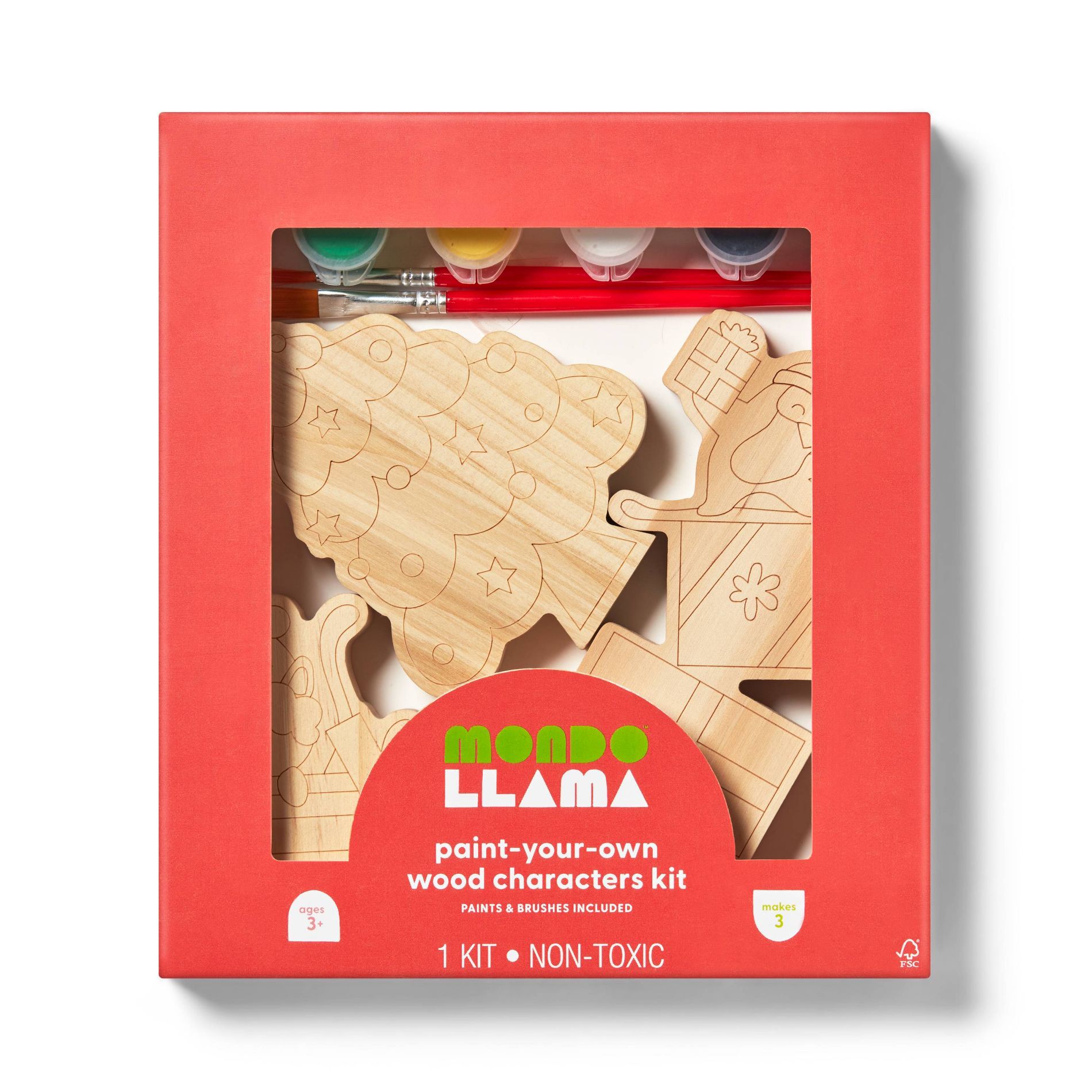 Christmas Craft 3ct Wood Tree and Gifts Painting Activity Kit - Mondo Llama™