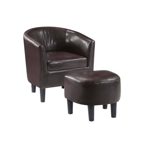 Take A Seat Churchill Accent Chair With Ottoman Espresso Faux