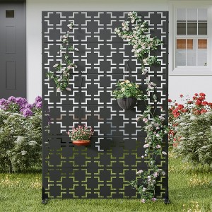 MAYEERTY 72*47 in Metal Outdoor Patio Privacy Screen Freestanding Room Divider Partition for Indoor, White - 1 of 4