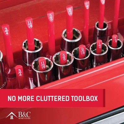 Red and Black Plastic Tray Socket Organizer Set for Mechanics