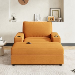 Christopher Knight Home Abbott 42.8" Oversized Chaise Lounge Chair with Storage Ottoman - 1 of 4