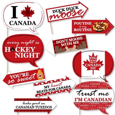 Big Dot of Happiness Funny Canada Day - Canadian Party Photo Booth Props Kit - 10 Piece