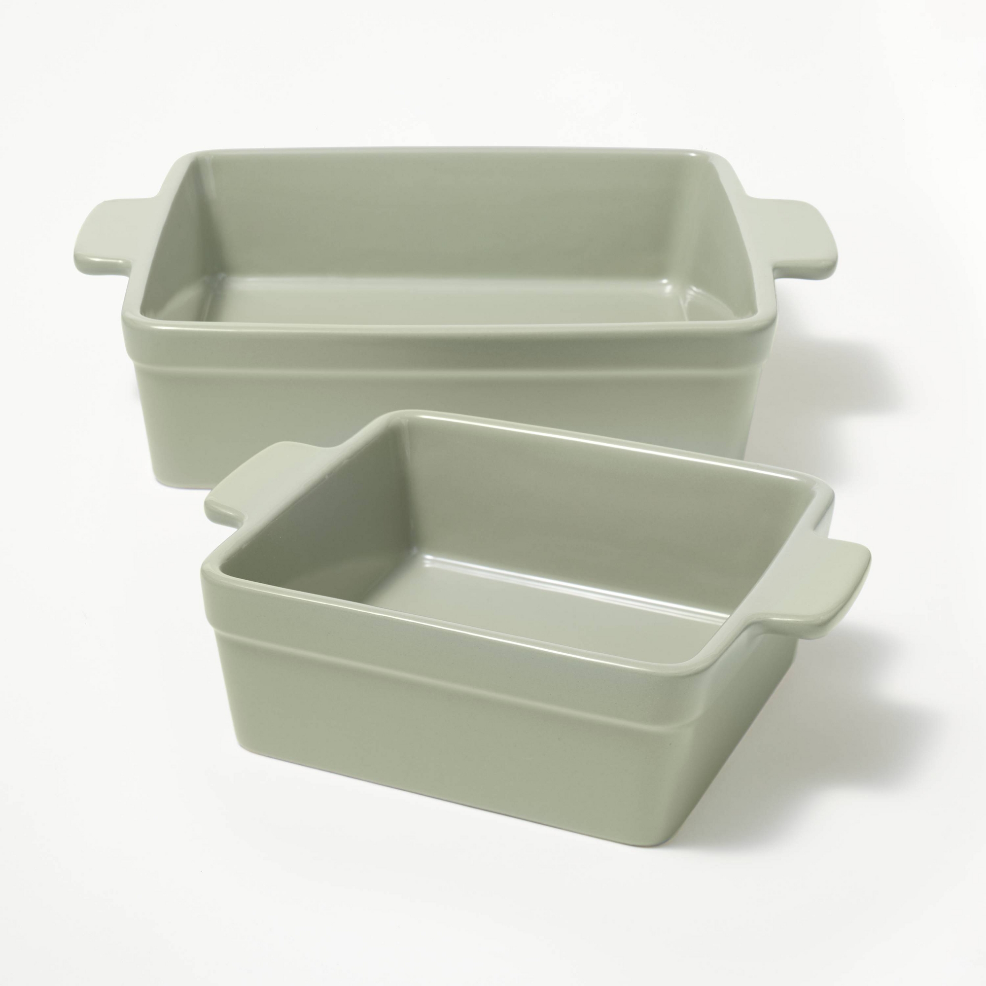 2pc Stoneware Square Baking Dish Set Sage Green - Figmint™