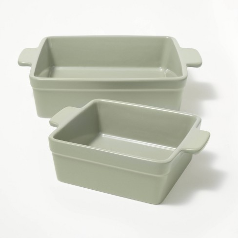 2pc Stoneware Square Baking Dish Set Sage Green - Figmint™ : Target