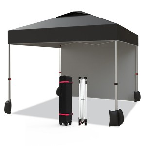 10X10 Ft Portable Canopy Tent, Commercial Pop Up Canopy with Vented Top Roller Bag, Easy Outdoor Sun Shade for Parties, Black - 1 of 4