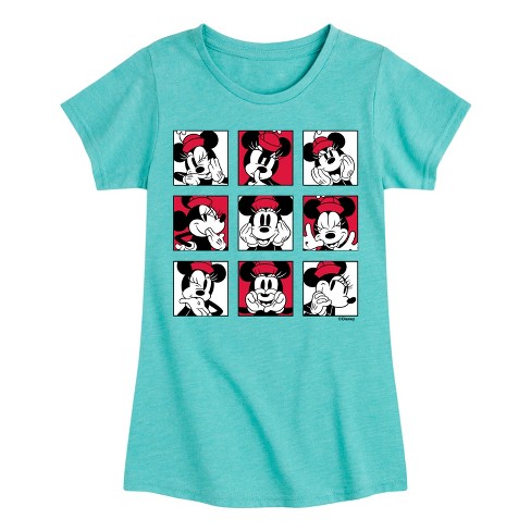Girls' Disney Minnie Mouse Face Grid Fitted Short Sleeve Graphic T ...