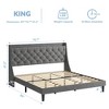King Upholstered Platform Bed with Button Tufted Wingback Storage Headboard, Wood Slats, Charging Station, Noise-Free - 2 of 4