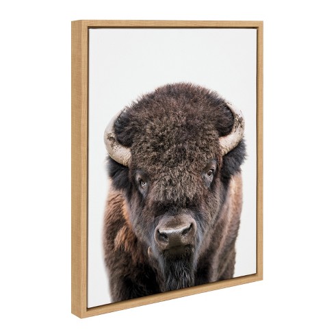 Kate and Laurel Sylvie Bison Portrait Framed Canvas by Amy Peterson Art Studio - 18x24 - Natural