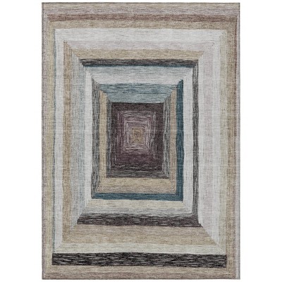 HomeRoots 10' X 14' Beige Charcoal And Ivory Geometric Washable Indoor Outdoor Area Rug
