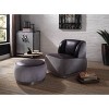 29" Decapree Accent Chair Antique Slate Top Grain Leather/Gray Velvet - Acme Furniture: Metal Frame, No Assembly, Patchwork Aluminum - 2 of 4