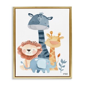 Stupell Industries Gentle Nursery Animals Black Framed Floater Canvas Wall Art - 1 of 4