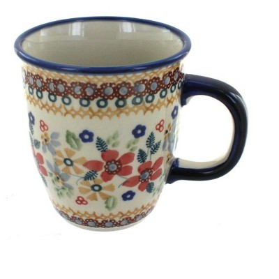 Blue Rose Polish Pottery Red Daisy Coffee Mug