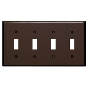 Leviton 4-Gang Plastic Toggle Switch Wall Plate, Brown - 1 of 1