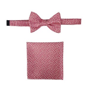 Men's Floral 2.75" x 4.75" Adjustable 16" - 20" Freestyle Self Tie with Hankie Set - 1 of 4