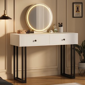 Vanity Desk with Mirror and Lights, Small Makeup Vanity with 2 Drawers - 1 of 4