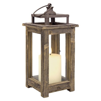 11.8" Rustic Wood Lantern Candle Holder - CKK Home Decor