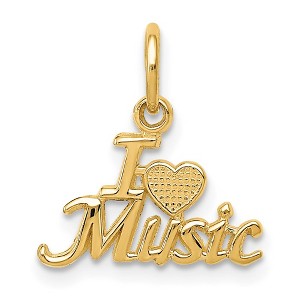 Black Bow Jewelry 14k Yellow Gold I Heart Music Script Charm - 1 of 4