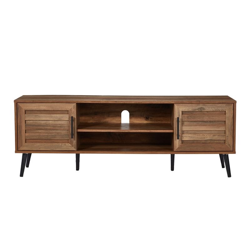 Jomeed Retro Mid Century Modern Wooden TV Entertainment Center Console for TVs with Storage Shelves for Living Rooms and Bedrooms, 2 of 7
