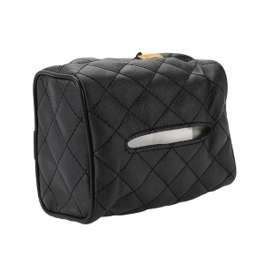 Unique Bargains Universal Car Tissue Holder for Storage Tissues Box Cover Car Backseat Extra Large Tissue Organization Faux Leather Black - 1 of 4