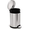 Paaaawaters 4.5 Liter / 1.2 Gallon Round Bathroom Step Trash Can, Brushed Stainless Steel - 3 of 4