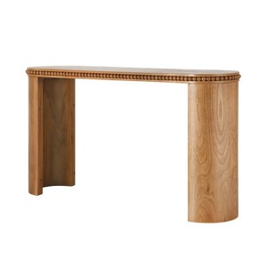 Gulches Vintage Console Table - Beaded Trim, Reversible Curved Legs, Natural Wood Veneer, for Entryway, Living Room - 1 of 4