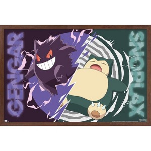 Trends International Pokémon - Gengar Snorlax Battle Framed Wall Poster Prints - 1 of 4