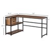 Aghana Digitals L-Shaped Industrial Office Desk with 2 Drawers, 2 Storage Shelves, Steel Frame & - 3 of 4